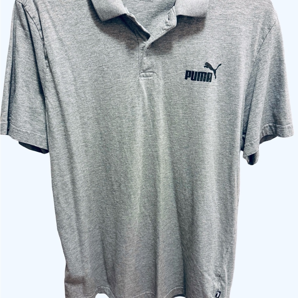 Puma Men's Light Gray Polo with Contrast Logo